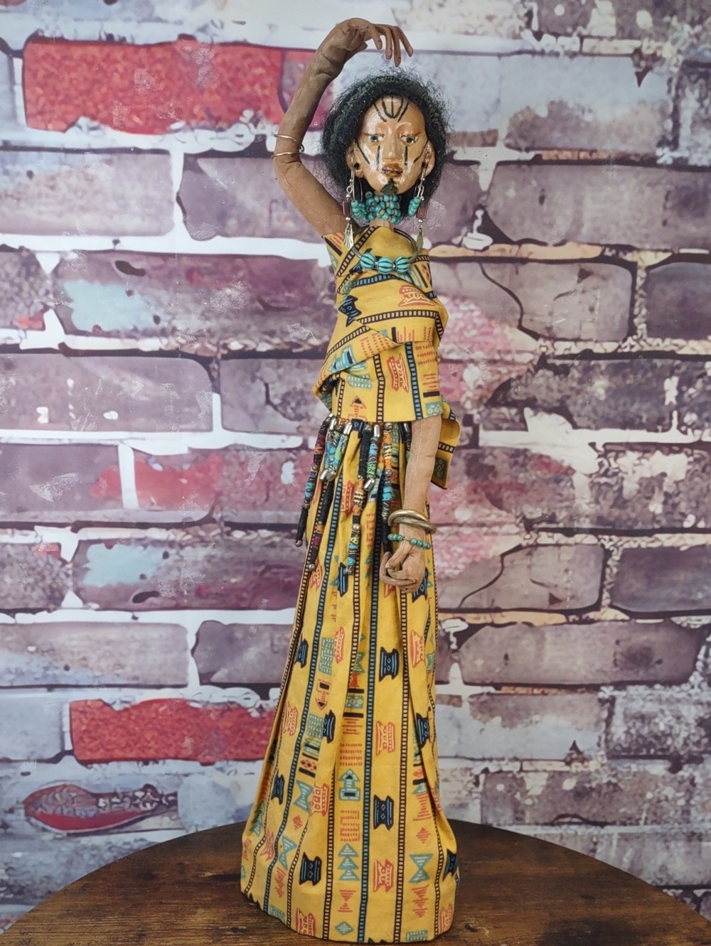 Artisan Crafted Mixed Media Fabric Art Figure